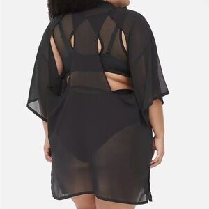 Cacique~New With Tags~Black Mesh Backless Kimono/Sleepwear